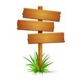 Rickety signpost with grass