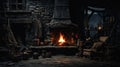 An old rustic kitchen setting with a wood oven