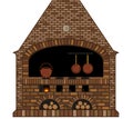 Illustration of an old traditional kitchen fireplace-stove Royalty Free Stock Photo