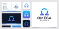 Illustration omega digital symbol, sign design. design inspiration business card and icon app
