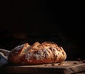A Sourdough Bread Loaf with Dark Space for Text Royalty Free Stock Photo