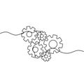 Illustration one line drawing of gear Royalty Free Stock Photo
