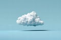 One white cloud floating in the sky against a solid blue background in a simple minimalistic style reminiscent of stop motion ani Royalty Free Stock Photo