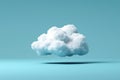 One white cloud floating in the sky against a solid blue background in a simple minimalistic style reminiscent of stop motion Royalty Free Stock Photo