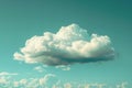 Illustration of one white cloud floating in the sky, simple and minimalistic with a pastel blue background Royalty Free Stock Photo