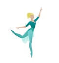 Illustration of one woman ballet dancer in arabesque position jump on pointe Royalty Free Stock Photo