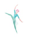 Illustration of one woman ballet dancer in attitude position jump on pointe Royalty Free Stock Photo