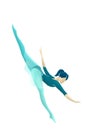 Illustration of one woman ballet dancer in penche position jump on pointe Royalty Free Stock Photo