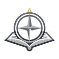 Compass Rose and Open Book Icon, Education, Knowledge, and Exploration Concept Royalty Free Stock Photo