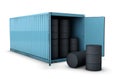 Illustration of open container with Oil Barrels Royalty Free Stock Photo