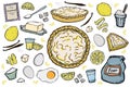 Illustration open lemon pie ingredients for cooking