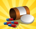 Illustration of open pillbox with pills Royalty Free Stock Photo
