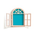 Illustration of opened window with blue background Royalty Free Stock Photo