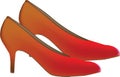 Illustration of orange high heels on an isolated background