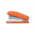 An illustration of an orange stapler with a modern design on a white background. The Royalty Free Stock Photo