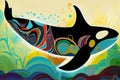 Illustration of a orca in an North American indegnous style Royalty Free Stock Photo