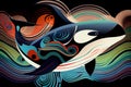 Illustration of a orca in an North American indegnous style Royalty Free Stock Photo