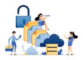 Illustration of organize files and company report data in a secured database. Vector design can be use for website, web, poster,