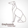 Illustration origami contours dog breed greyhound