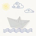 Illustration origami paper boat