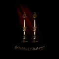 Illustration Original Decorative Metallic Artwork `Shabbat Shalom`