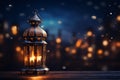 Illustration of an ornate Arabic lantern in a festive backdrop