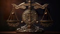 Illustration ornate Scales Of Justice. Antique weighing scale Royalty Free Stock Photo