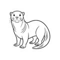 Illustration of an otter in black and white outline Royalty Free Stock Photo