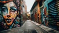 outdoor Premium Street art at city with Generative AI