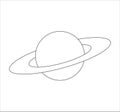 Illustration of outline Saturn planet icon isolated on a white background