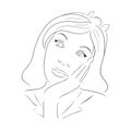 Illustration Outline thinking girl