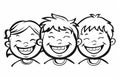 Illustration of an outlined happy kids face