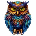 an illustration of an owl with colorful eyes Royalty Free Stock Photo