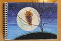 Illustration owl at night Royalty Free Stock Photo