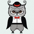 Illustration of an owl scientist, businessman