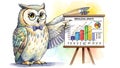 Owl Teacher Presenting Knowledge Growth Chart, Education Concept Royalty Free Stock Photo