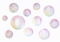 Illustration pack of multi colored soap bubbles.