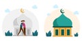 An illustration package about Islam with several characters of people.