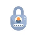 Padlock protecting user account with password, cybersecurity concept