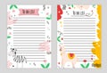 Illustration page with lines. To-do list with zebra, flowers, stars, doodle, color background, page with lines to-do list with