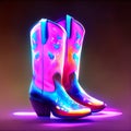 Illustration of a pair of cowboy boots on a dark background. Generative AI Royalty Free Stock Photo