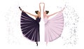 Illustration, a pair of dancing ballerinas in an elegant pose. Poster for dance lessons, text background Royalty Free Stock Photo