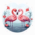 Illustration of a pair of flamingos loving each other Royalty Free Stock Photo