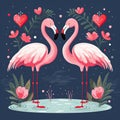 Illustration of a pair of flamingos loving each other Royalty Free Stock Photo