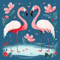 Illustration of a pair of flamingos loving each other Royalty Free Stock Photo