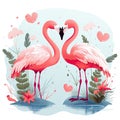 Illustration of a pair of flamingos loving each other Royalty Free Stock Photo