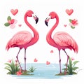 Illustration of a pair of flamingos loving each other Royalty Free Stock Photo