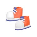 3D Orange and White Sneakers Illustration.