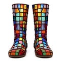 Illustration of a pair of rubber boots in stained glass style