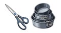 Baking Tools Illustration: Scissors and Cake Pans Royalty Free Stock Photo